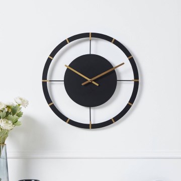 Eglo - Reloj de pared 1xAA diá. 40 cm negro/dorado