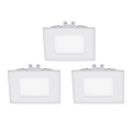 Eglo - SET 3x Iluminación LED empotrada de techo FUEVA 1 1xLED/2,7W/230V