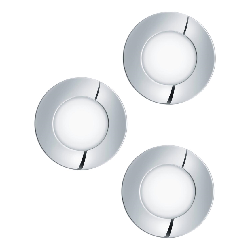 Eglo - SET 3x Lámpara empotrable de baño LED FUEVA 1xLED/2,8W/230V IP44 cromo brillante