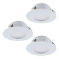 Eglo - SET 3x Lámpara empotrable de baño LED PINEDA 1xLED/4,9W/230V IP44