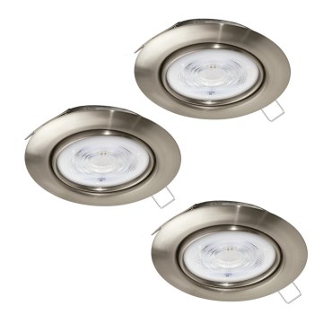 Eglo - SET 3x Lámpara empotrable LED 1xGU10/4W/230V cromo mate
