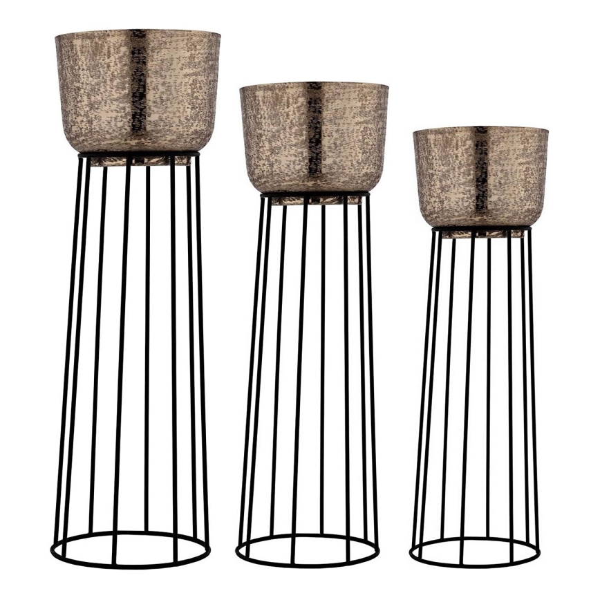 Eglo - SET 3x Maceta de metal negro/dorado