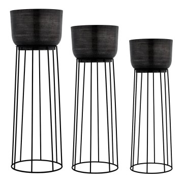 Eglo - SET 3x Maceta de metal negro