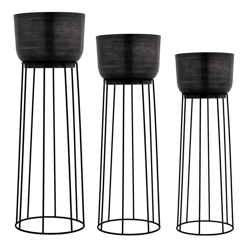 Eglo - SET 3x Maceta de metal negro