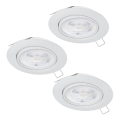 Eglo - SET 3xLED Lámpara empotrable de baño 1xGU10/4W/230V IP44 blanco