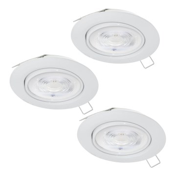 Eglo - SET 3xLED Lámpara empotrable de baño 1xGU10/4W/230V IP44 blanco