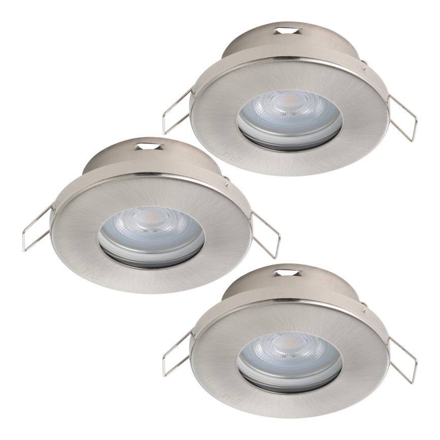 Eglo - SET 3xLED Lámpara empotrable de baño 1xGU10/4W/230V IP44 cromo mate