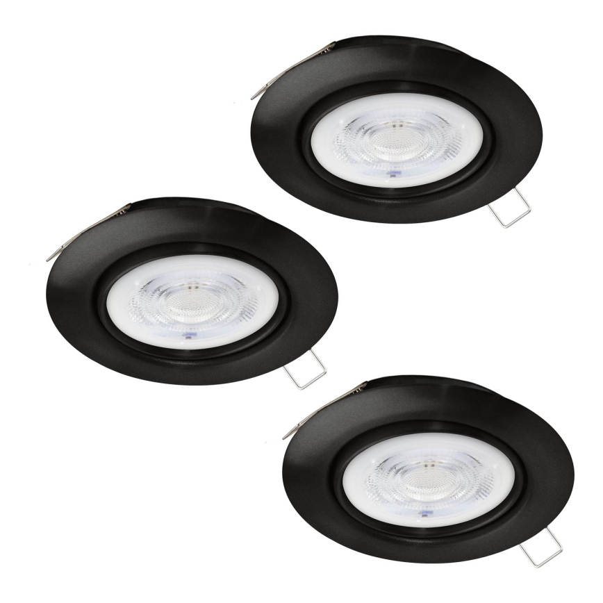Eglo - SET 3xLED Lámpara empotrable de baño 1xGU10/4W/230V IP44 negro