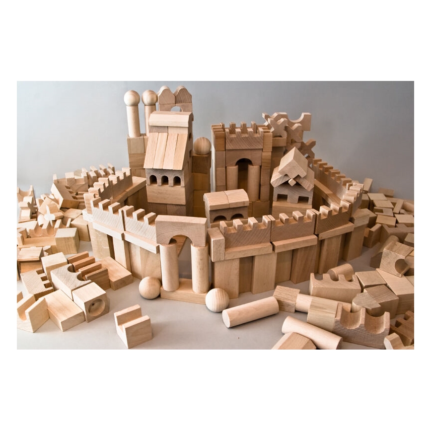 EkoToys - Bloques de madera natural 220 pz