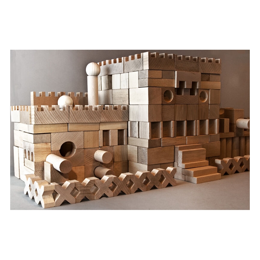 EkoToys - Bloques de madera natural 220 pz