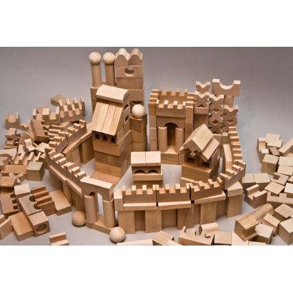 EkoToys - Bloques de madera natural 220 pz