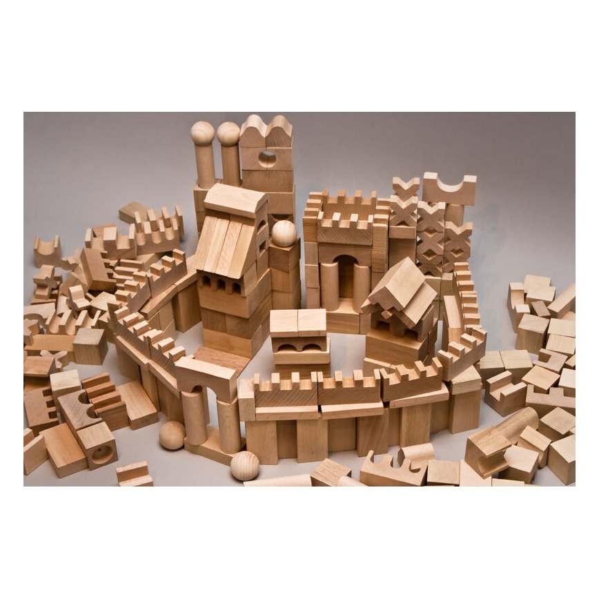 EkoToys - Bloques de madera natural 220 pz