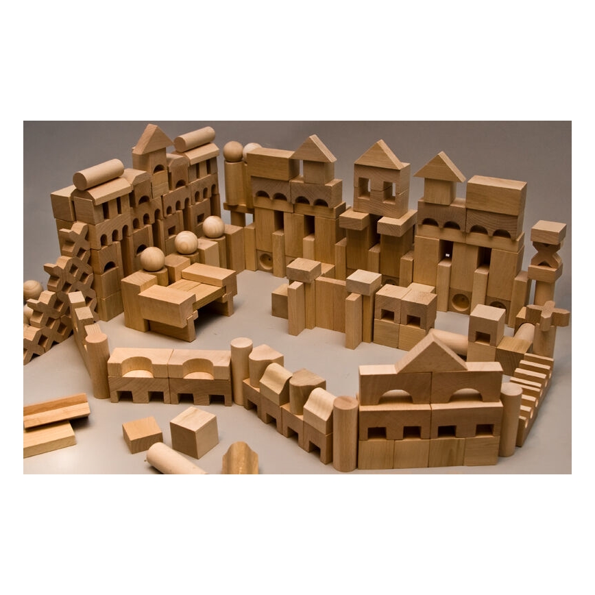 EkoToys - Bloques de madera natural 220 pz