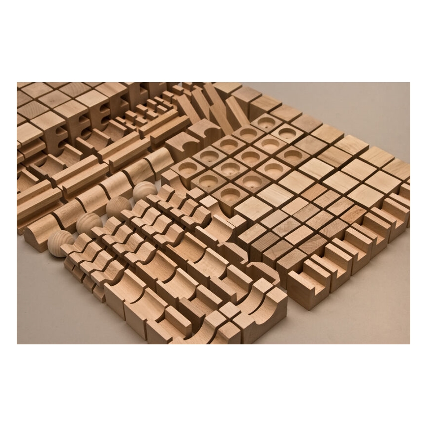 EkoToys - Bloques de madera natural 220 pz
