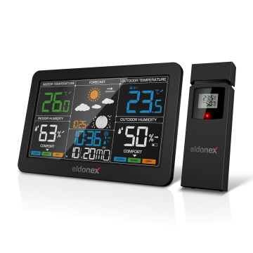 ELDONEX EWS-1010-BK - Estacion meteorologica con pantalla LCD 2xAAA negro