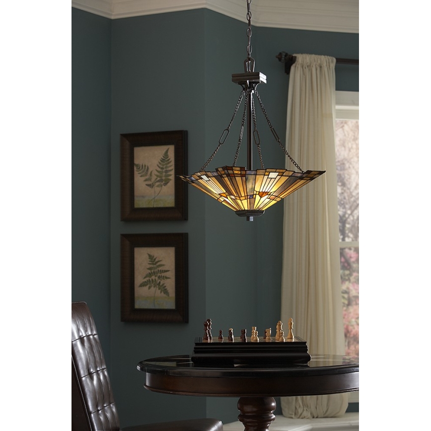 Elstead QZ-INGLENOOK-P-B - Lámpara colgante con cadena INGLENOOK 3xE27/100W/230V