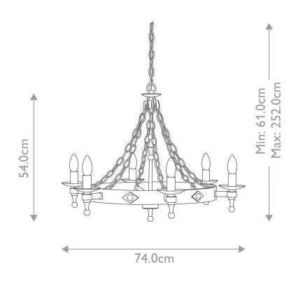 Elstead - Lámpara colgante con cadena WARWICK 6xE14/60W/230V