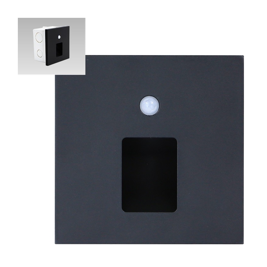 Emithor 70424 - Luz de escalera LED con sensor VIX LED/1W/230V 4000K negro