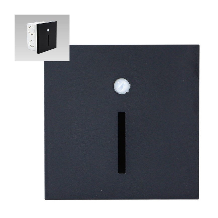 Emithor 70430 - Luz de escalera LED con sensor LINE LED/1W/230V negro