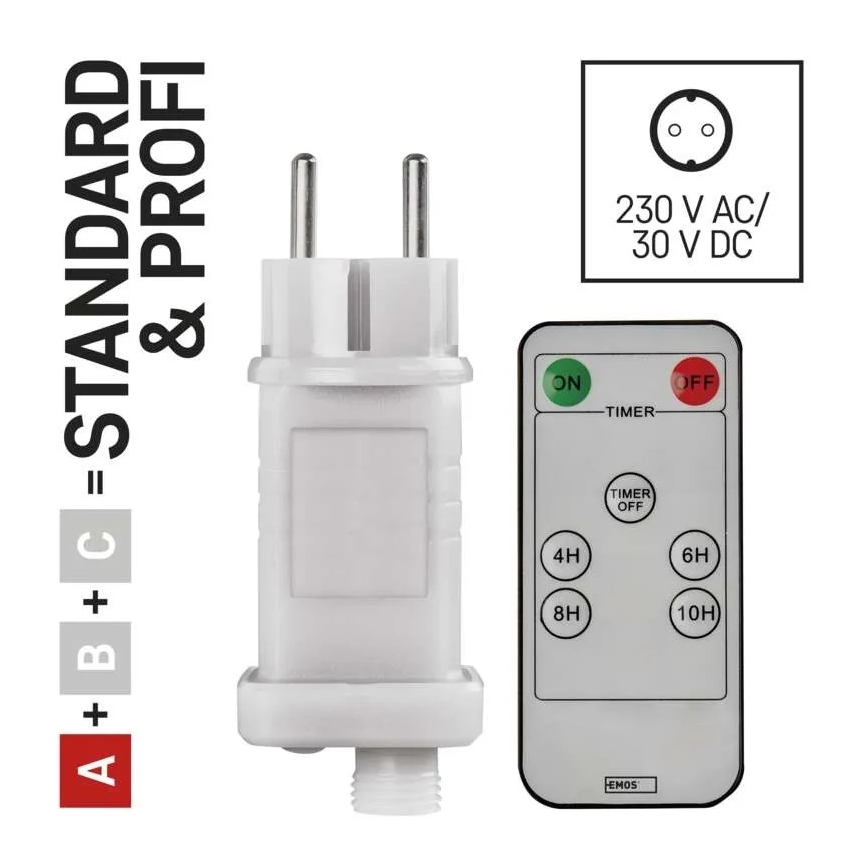 Fuente de alimentación para conexión de luces de Navidad 230V IP44 + mando a distancia