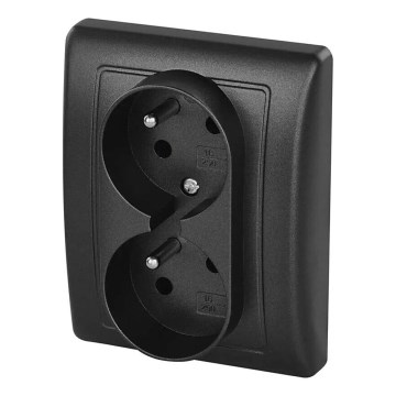 Enchufe doble para el hogar 250V/16A antracita