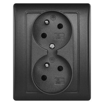Enchufe doble para el hogar 250V/16A antracita