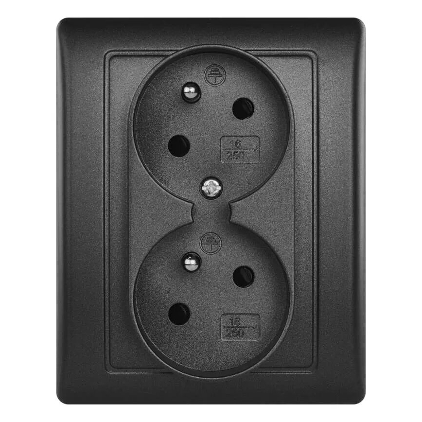 Enchufe doble para el hogar 250V/16A antracita