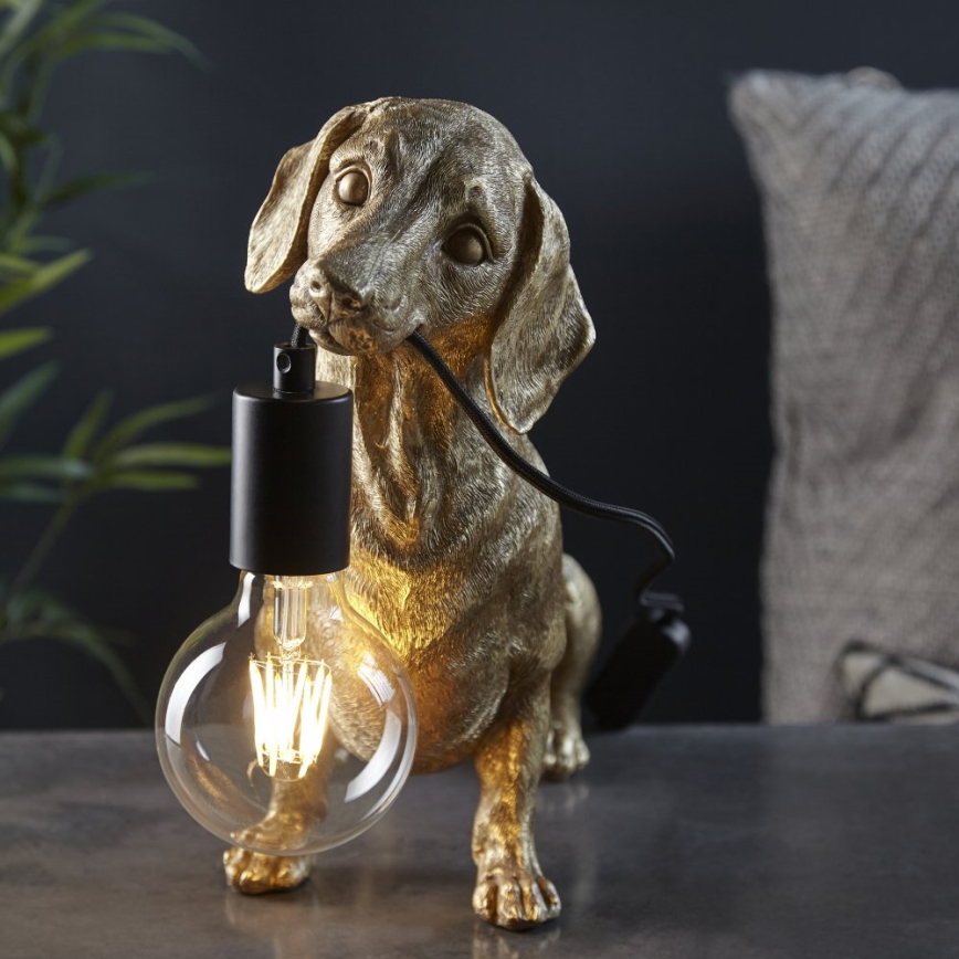Endon 101187 - Lámpara de mesa DACHSHUND 1xE27/10W/230V dorado