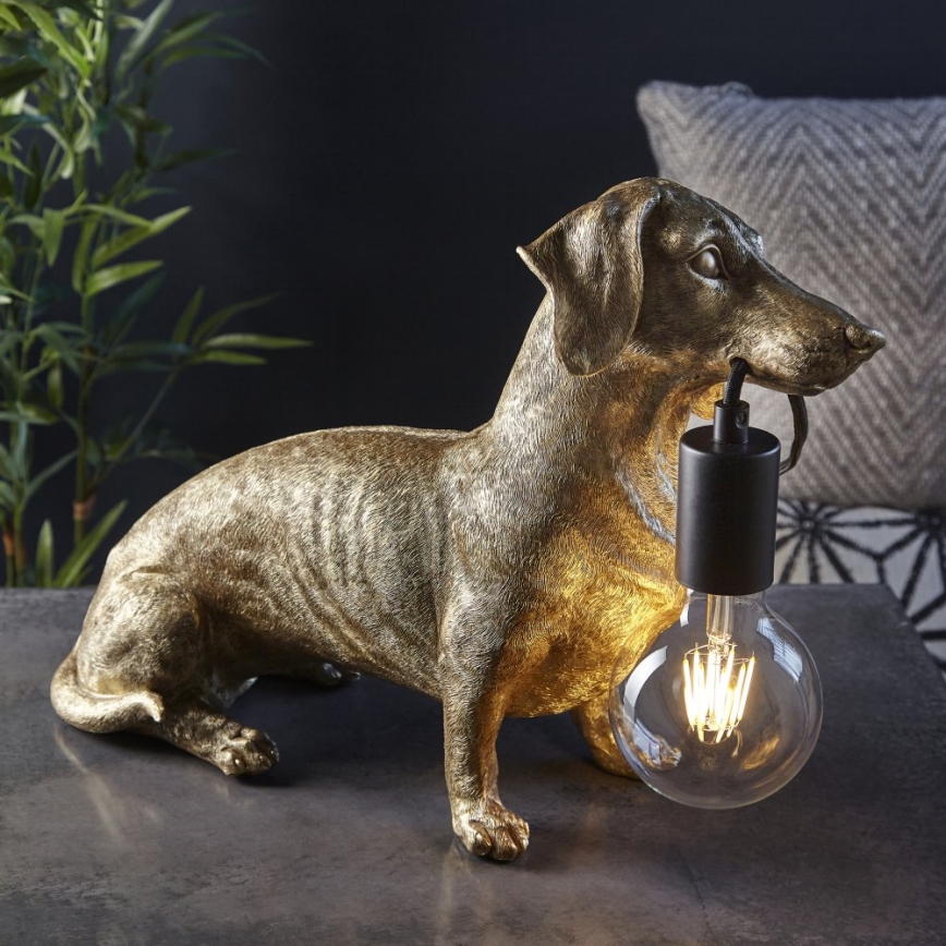 Endon 101187 - Lámpara de mesa DACHSHUND 1xE27/10W/230V dorado
