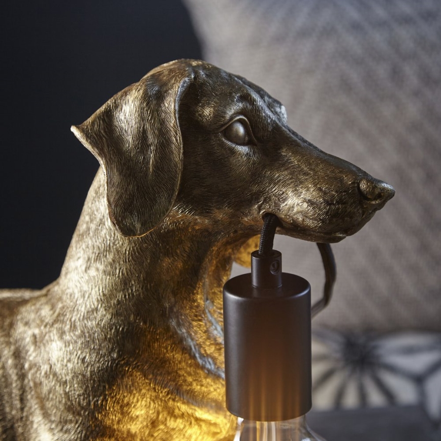 Endon 101187 - Lámpara de mesa DACHSHUND 1xE27/10W/230V dorado