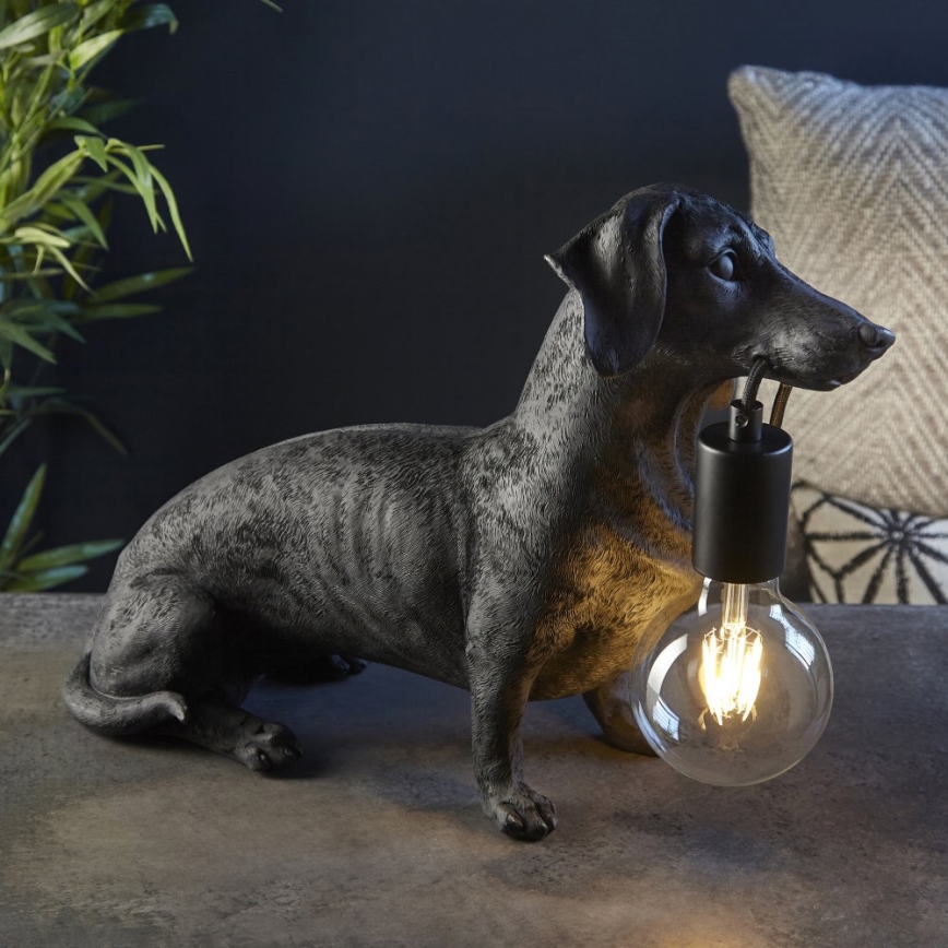 Endon 101188 - Lámpara de mesa DACHSHUND 1xE27/10W/230V negro