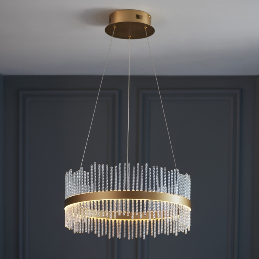 Endon 107671 - Lámpara de araña LED regulable ADRIEL LED/41W/230V 3000K diá. 51 cm dorado/transparente