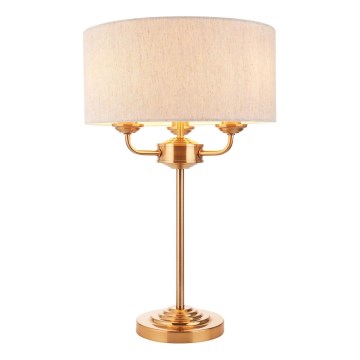 Endon 110721 - Lámpara de mesa HIGHCLERE 3xE14/18W/230V beige/latón