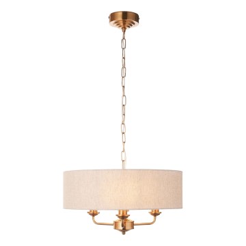 Endon 110723 - Lámpara colgante con cadena HIGHCLERE 3xE14/40W/230V beige/latón