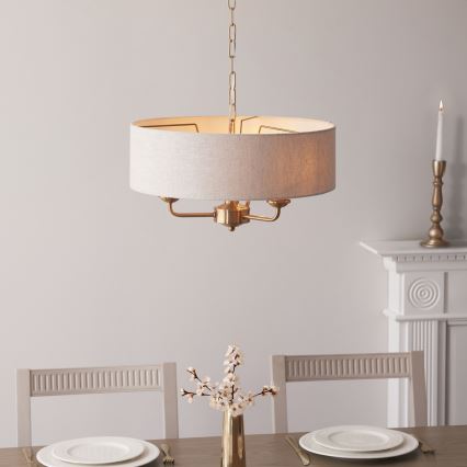Endon 110723 - Lámpara colgante con cadena HIGHCLERE 3xE14/40W/230V beige/latón