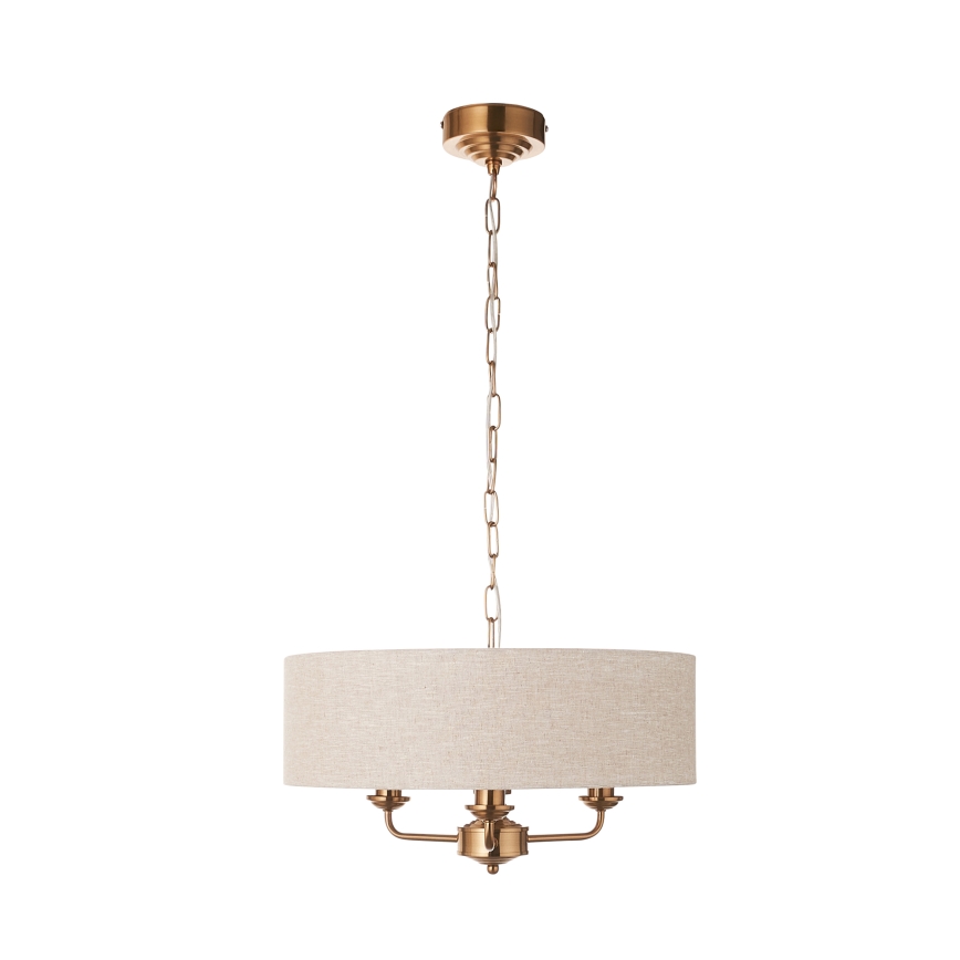 Endon 110723 - Lámpara colgante con cadena HIGHCLERE 3xE14/40W/230V beige/latón