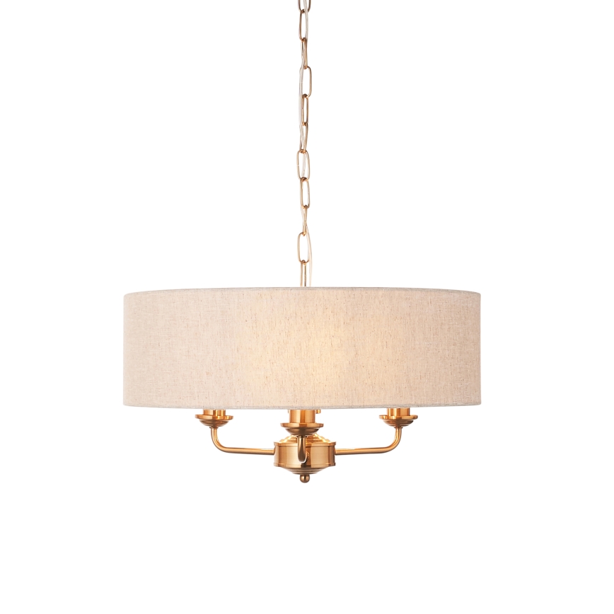 Endon 110723 - Lámpara colgante con cadena HIGHCLERE 3xE14/40W/230V beige/latón