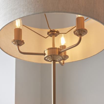 Endon 110724 - Lámpara de pie HIGHCLERE 1xE14/40W/230V beige/latón