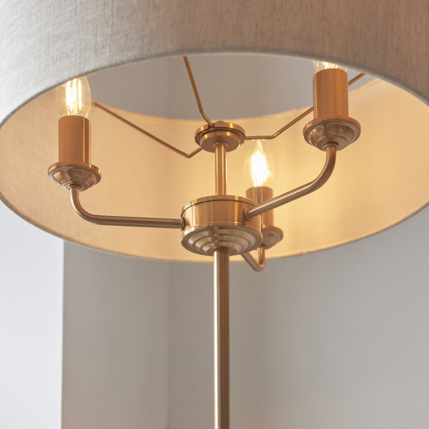 Endon 110724 - Lámpara de pie HIGHCLERE 1xE14/40W/230V beige/latón