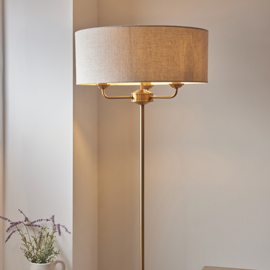 Endon 110724 - Lámpara de pie HIGHCLERE 1xE14/40W/230V beige/latón
