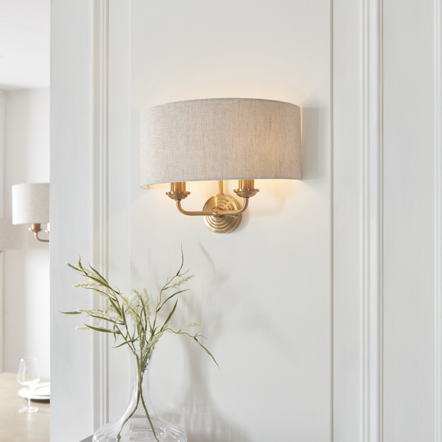 Endon 110726 - Aplique HIGHCLERE 2xE14/40W/230V beige/latón