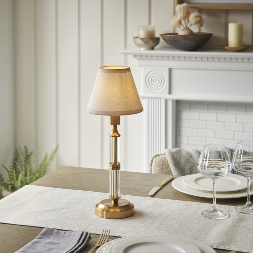 Endon 114849 - Lámpara de mesa LED recargable y regulable MORTON LED/1,5W/5V 3600 mAh latón/beige