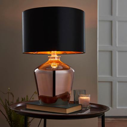 Endon 61149 - Lámpara de mesa WALDORF 1xE27/10W/230V cobre/negro