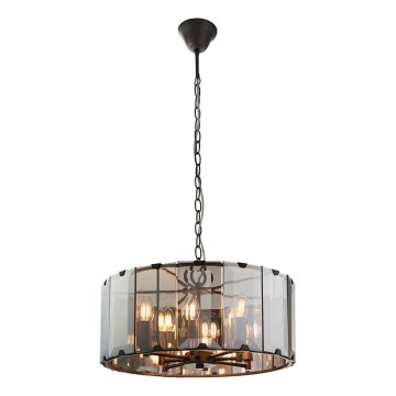 Endon 61294 - Lámpara colgante con cadena CLOONEY 8xE14/40W/230V negro/ahumado