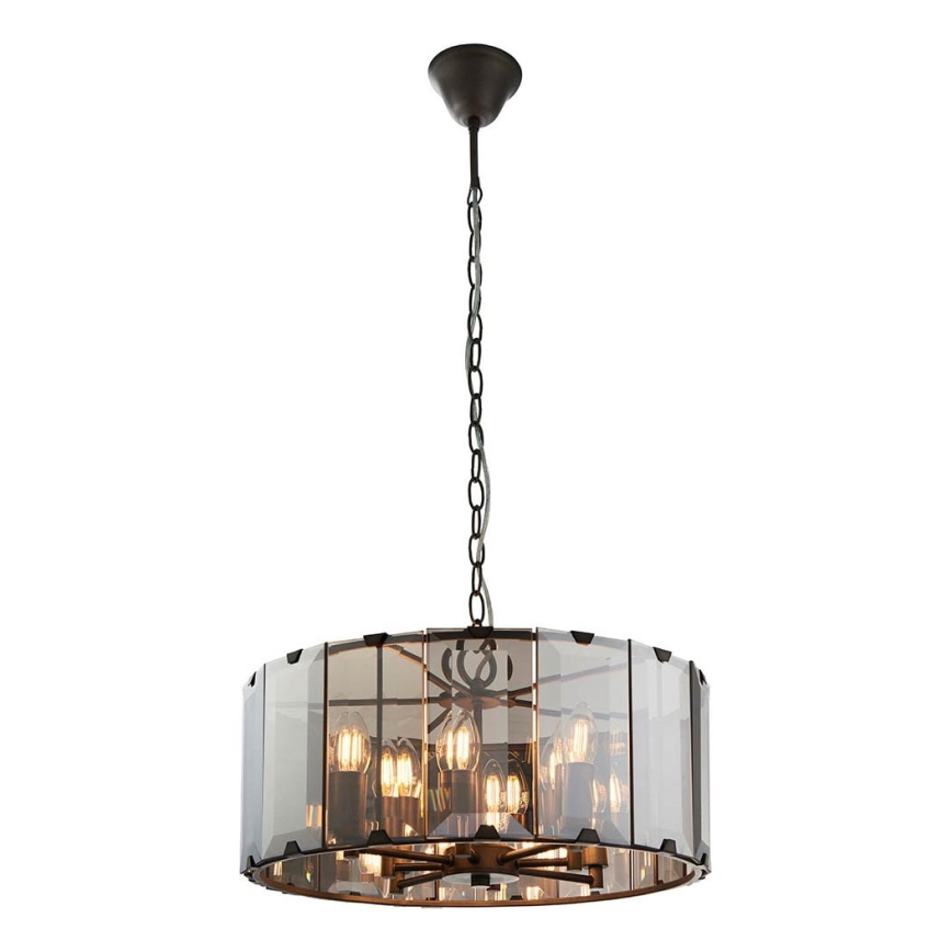 Endon 61294 - Lámpara colgante con cadena CLOONEY 8xE14/40W/230V negro/ahumado