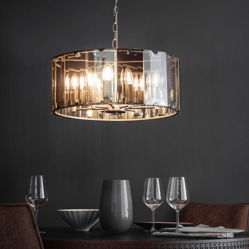 Endon 61294 - Lámpara colgante con cadena CLOONEY 8xE14/40W/230V negro/ahumado