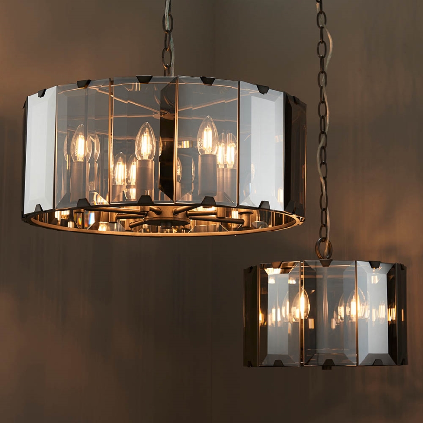 Endon 61294 - Lámpara colgante con cadena CLOONEY 8xE14/40W/230V negro/ahumado