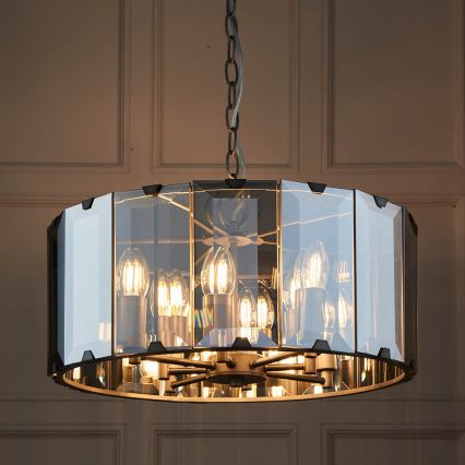Endon 61294 - Lámpara colgante con cadena CLOONEY 8xE14/40W/230V negro/ahumado