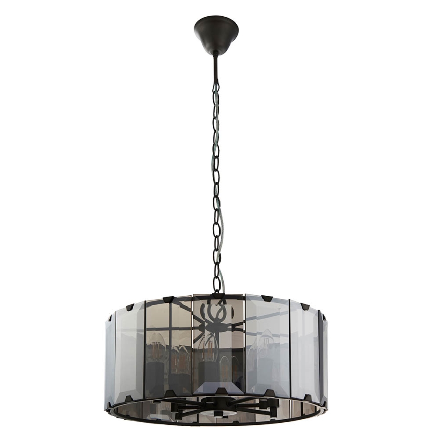 Endon 61294 - Lámpara colgante con cadena CLOONEY 8xE14/40W/230V negro/ahumado