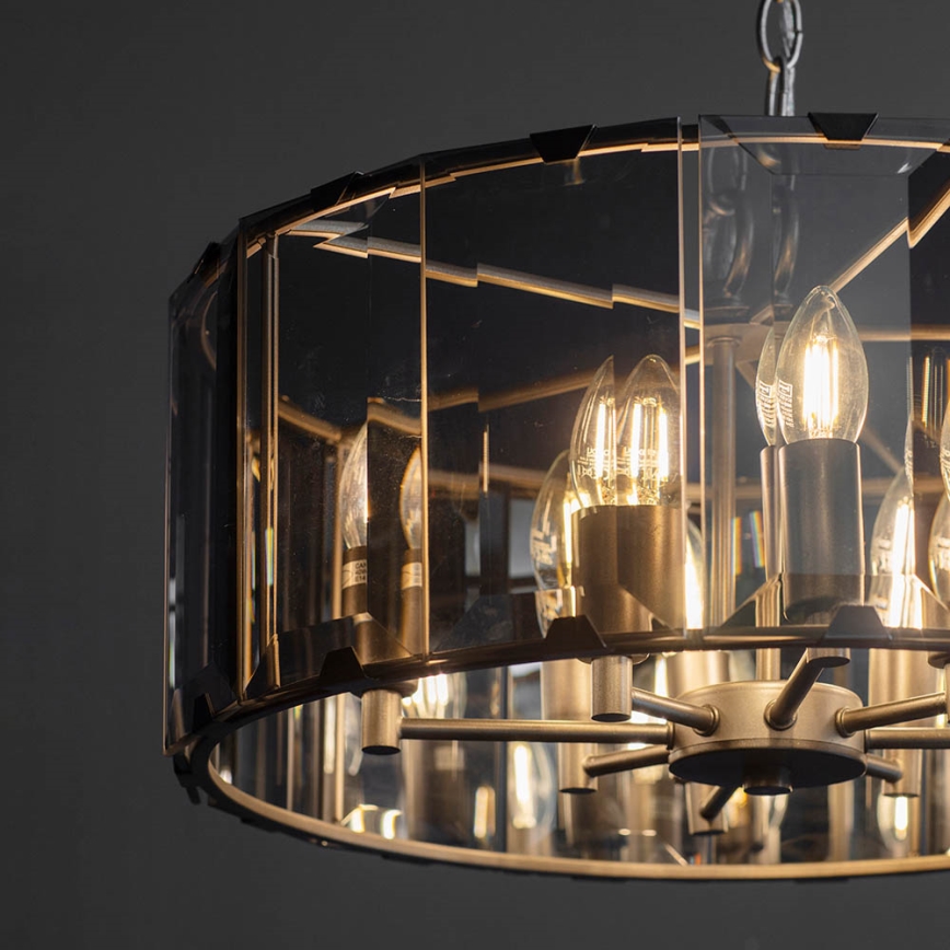Endon 61294 - Lámpara colgante con cadena CLOONEY 8xE14/40W/230V negro/ahumado